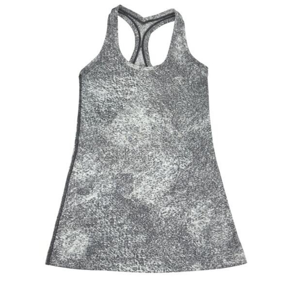 Lululemon Cool Racerback II In Luon Spray Jacquard White Black Size 4 - Picture 3 of 6